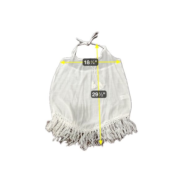 Halter Cover-Up Tassel Tie Fringe Hem White Lightweight Poolside Beach Summer - Picture 7 of 10